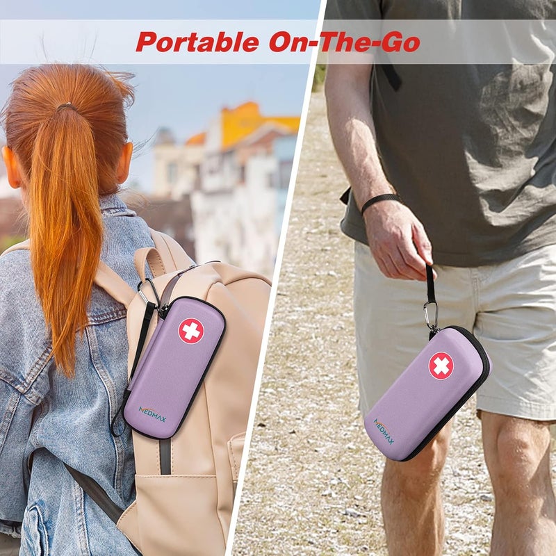 MEDMAX Epipen Medical Carrying Case, Hard Shell EVA Shock Absorption Travel Medication Organizer Bag Emergency Medical Pouch Holds 2 EpiPens, Asthma Inhaler, Auvi-Q, Allergy Supplies (Lavender Purple) - Image 4